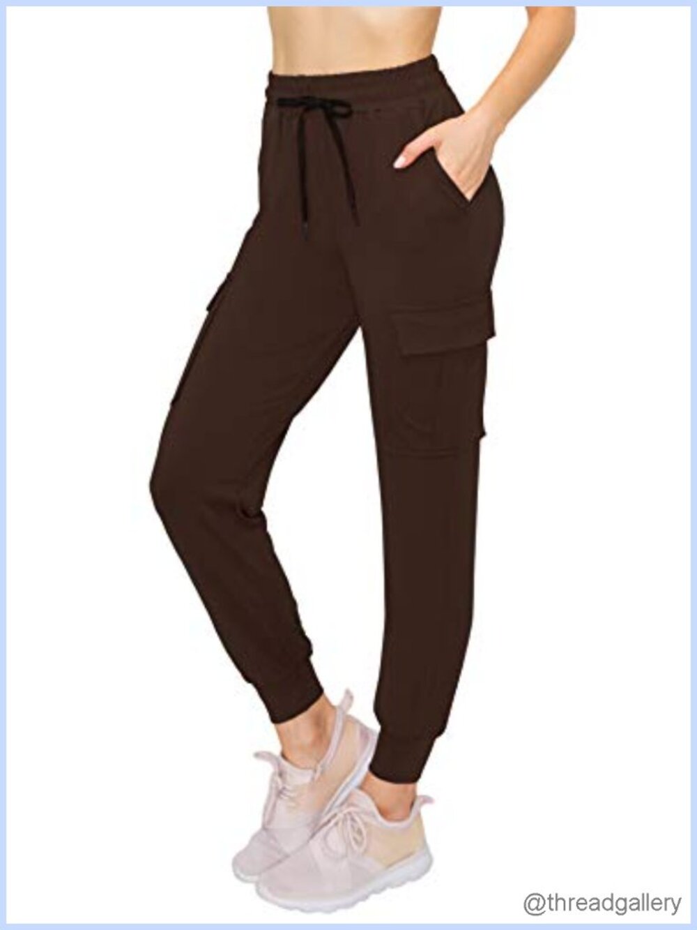 Women's Soft Cargo Jogger Sweatpants High Waist Tapered Drawstring Lounge Pants